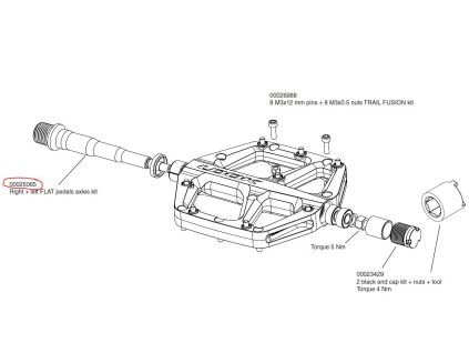 nahradni dil look right left flat pedals axles kit o