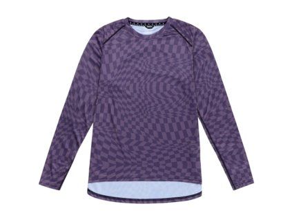 TLD DÁMSKÝ DRES S DLOUHÝM RUKÁVEM LILIUM TWISTED CHECKERS DEEP PURPLE XS (Veľkosť XS)