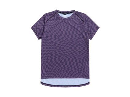 TLD DÁMSKÝ DRES S KRÁTKÝM RUKÁVEM LILIUM TWISTED CHECKERS DEEP PURPLE XS (Veľkosť XS)