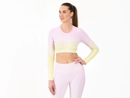 Crussis Crop Top dámsky dlhý rukáv ružová farba (Veľkosť XS)