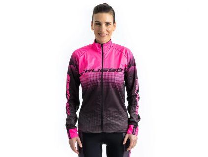 Crussis Cyklistická bunda No-Wind dámská čierno-ružová farba (Veľkosť XS)