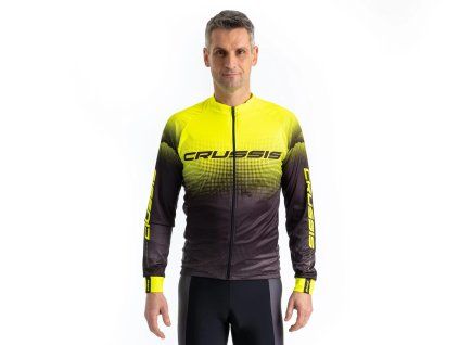 Crussis Cyklistický dres pánsky dlhý rukáv čierno-žltá farba (Veľkosť S)