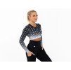 Crussis Crop Top dámsky dlhý rukáv čierna farba ružová farba (Veľkosť XS)